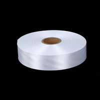 Ruban Satin Double Face Blanc de Qualité 15 mm, 100% Polyester, Personnalisable, Imprimable, Lavable, Ruban Satin Noir