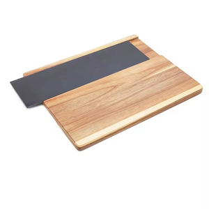 Plato de pizza Pizarra negra creativa con madera de acacia Comida occidental Platos de cocina japonesa 23,5x15cm Bandeja para servir Plato de pizarra - Product Image 4
