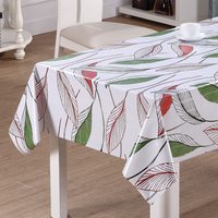 Nappe de table en PVC RNPT avec feuilles tropicales imprimées au laser en ocre et brun, dos blanc et en tissu pour la salle à manger à domicile