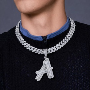 <span class=keywords><strong>Collana</strong></span> con Pendente Personalizzato Hip Hop <span class=keywords><strong>Lettera</strong></span> <span class=keywords><strong>C</strong></span> VVS Moissanite, Argento 925 Placcato Platino, Stile Iced Out Cuban Link, Gioielleria Fine - Product Image 2
