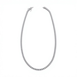 Elegant Continuous Lab-Grown Diamond Station <b>Choker</b> Tennis Necklace Women 18K White Gold Wedding Luxury - Product Image 1
