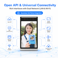 Terminal biométrique anti-recognition faciale de 8 pouces, machine de contrôle d'accès et de présence par reconnaissance faciale avec API ouvertes pour l'extérieur