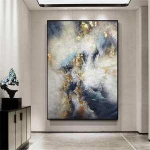 Fábrica al por mayor <span class=keywords><strong>cuadro</strong></span> <span class=keywords><strong>abstracto</strong></span> grande sobre lienzo <span class=keywords><strong>gris</strong></span> oro blanco marco moderno Arte <span class=keywords><strong>Abstracto</strong></span> decoración del hogar pintura al óleo de pared - Product Image 4