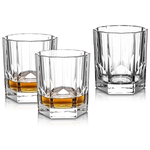 Verre à whisky vintage en verre prismatique sans plomb 330 ml, réutilisable, durable, pour bar, avec bord géométrique - Product Image 1
