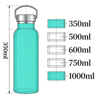 Bouteille d'eau isotherme classique en acier inoxydable à double paroi avec couvercle en bambou, sans BPA, vente en gros directe usine, idéale pour le camping