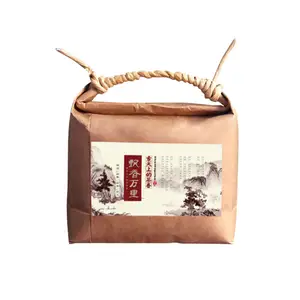 Sacos de papel personalizados para venda em atacado, sacos portáteis para grãos de arroz, lanches, chá, carga, especialidade, pacote de presente