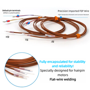 Impermeable 200 ℃   Termopar Tipo K y Tipo <span class=keywords><strong>J</strong></span>, Sensor de Temperatura de Tamaño Pequeño con Cable Aislado con FEP de 0.5m - Product Image 3