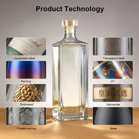 Bouteille de vin en verre transparent de haute qualité 750 ml, bouteilles vides pour spiritueux et liqueurs, logo personnalisé pour l'emballage de la tequila, du rhum et de l'alcool