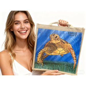 ถุงผ้าป่านป่านผ้าป่านลามิเนตใช้ซ้ำได้เป็นมิตรต่อสิ่งแวดล้อมธรรมชาติสำหรับซื้อของชำผ้าป่านปอกระเจา - Product Image 1