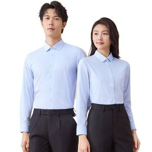 Unisex Long Sleeve Shirt Bamboo Fiber Solid Color Formal Workwear For Office Business Wear - Product Image 4