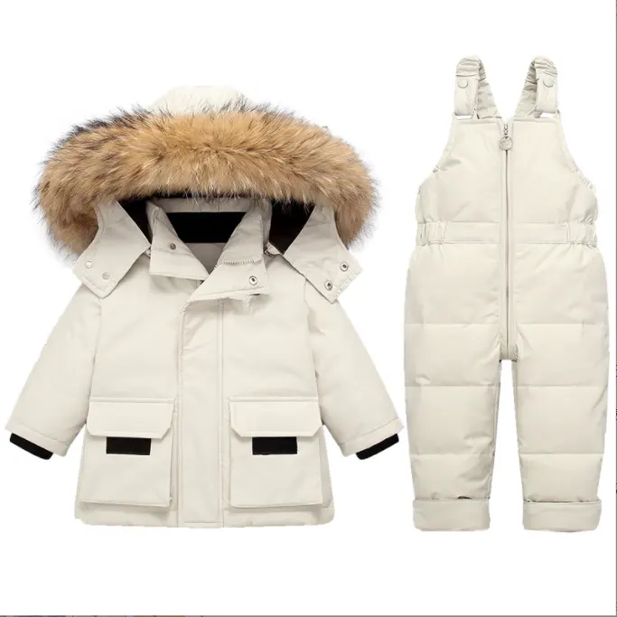 Baby down jacket boys 2022 new style baby 1-5 years old two-piece winter ski jacket warm puff jacket