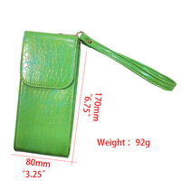 Dompet Wanita PU Hijau Tekstur Kulit Buaya 2 Slot Ponsel Logo Dapat Disesuaikan Tipis Ramah Lingkungan Dompet Ponsel Portabel untuk Bepergian