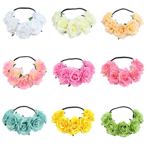 Nicro Nouveau Bandeau de Cheveux Créatif en Flanelle Colorée avec Roses, Accessoire <span class=keywords><strong>Photo</strong></span>, Réglable, 5 Fleurs Artificielles, pour Fête Costumée - Product Image 3