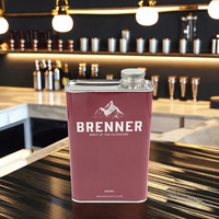 Boîtes rectangulaires en acier inoxydable de 500 ml pour l'emballage de la vodka, du vin, du whisky, de la tequila, métal durable pour les boissons et les aliments