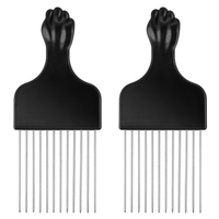 Peignes afro en métal pour salon de coiffure avec logo personnalisé poignée à dents larges pour hommes noirs