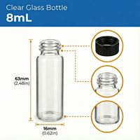 Botol Kaca Kecil 8ml Transparan dengan Tutup Sekrup Hitam untuk Bahan Kimia Laboratorium Kimia