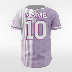 Maillot de baseball personnalisé sérigraphié 2026 en 100 % polyester de haute qualité pour homme, à rayures fines violettes, service OEM - Product Image 5
