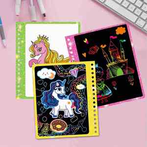 4-6 Kids Birthday Toys Fun <b>Magic</b> Activities Supplies Rainbow Paper Scratch Art Crafts Girls Gifts - Product Image 3