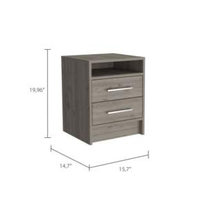 DB Rowley Modern 2 cajones 1 estante Rectángulo Mesita de noche Gris claro Carga inalámbrica Plegable para dormitorio Apartamento Uso en hospitales - Product Image 5