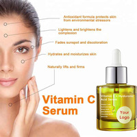 Sérum facial liquide en marque propre, vitamine C, acide hyaluronique, or 24 carats, pour lutter contre le vieillissement, les rides, la peau terne et sèche, hydratant