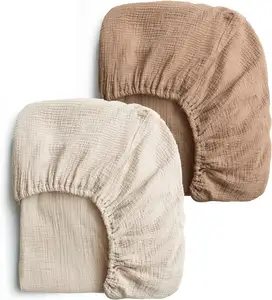 QDTEX คุณภาพดี 2 แพ็คผ้าปูที่นอนเด็กเปลผ้าห่มมัสลินวัสดุผ้าฝ้ายนุ่มและระบายอากาศได้
