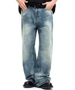 Vaqueros Baggy Personalizados de Corte Ajustado, Desgastados, Ligeros, con Estampado <span class=keywords><strong>Azul</strong></span>, Estilo Flare para <span class=keywords><strong>Hombre</strong></span> - Product Image 4