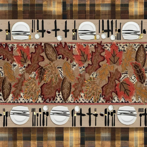 Camino de Mesa Tejido Jacquard para Otoño y Acción de Gracias, con Diseño Floral de Hojas de Arce Bordadas, 100% Algodón, para Hogar y Hotel - Product Image 2