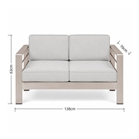 Ensemble de canapés modernes et durables en aluminium brossé pour l'extérieur, avec coussins à séchage rapide, style KD, canapé simple et table pour jardin, cour et hôtels
