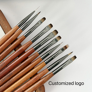 Wooden Handle <b>Builder</b> Gel Nail Brush Set Fine Liner Drawing Pen for Professional Nail Salon - Product Image 3