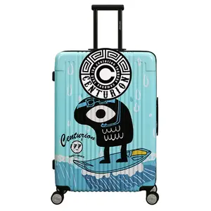可爱大眼睛人物卡通包旅行手提行李带锁旋转行李箱