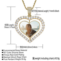 Bijoux vierges par sublimation, collier avec image de cœur, rotatif glacé, mode personnalisée, pendentif de photo, usine
