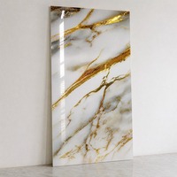 Papier peint auto-adhésif en marbre, feuille de PVC à veines dorées, panneau mural à coller et à décoller, autocollant brillant imperméable pour la rénovation des murs