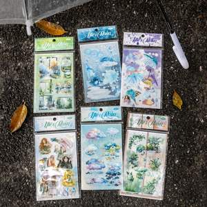 2 pegatinas troqueladas por paquete después de la lluvia Qingning Series lluvia manual decoración Ins pegatinas - Product Image 4