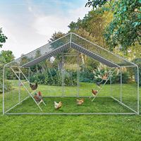 Cage de poulailler en acier galvanisé série Triangle Flat Arc avec porte verrouillable et design anti-prédateur pour volailles domestiques en extérieur