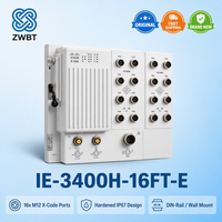 Cisco Switch Catalyst IE-3400H-16FT-E Heavy Duty IP67 Switch 16x FE M12 D-Code -40C hingga 75C Wall Mount Fanless Network Essentials