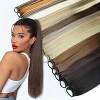 Perruque tressée longue et droite de 24 pouces/60 cm en fibre haute température, style chignon élastique, peut être permanentée et teinte