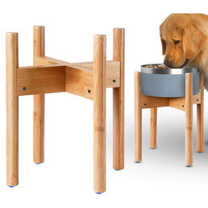 Soporte Ajustable de Madera Natural para Cuenco de Perro, Comedero Elevado de Bambú Grande Personalizado para Agua y Comida, para Hogar u Oficina - Product Image 1