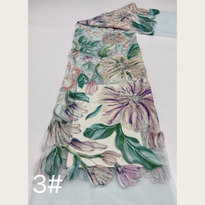 Tessuto in Tulle Ricamato G4001 con Paillettes Floreali 3D, Design a Taglio, 8 Colori per Accessori Abiti da Sposa per Ragazze - Product Image 1