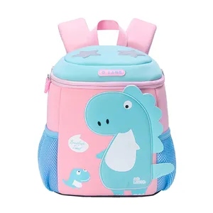 Cute Pink Dinosaur Kids Backpack School Custom Large School Backpack With Hard Bottom
