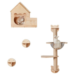 เสาข่วนแมวติดผนังไม้สนธรรมชาติ ทนทาน ทันสมัย เป็นมิตรกับสิ่งแวดล้อม ดีไซน์สวยงาม พร้อมไขควงในชุด สไตล์ยุโรป - Product Image 2