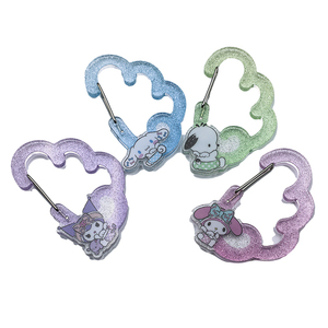 Wholesale Customized Clear Glitter Acrylic Carabiner <b>Snap</b> <b>Clip</b> Cloud Animal Shaped Carabiner with Cartoon Printed - Product Image 2