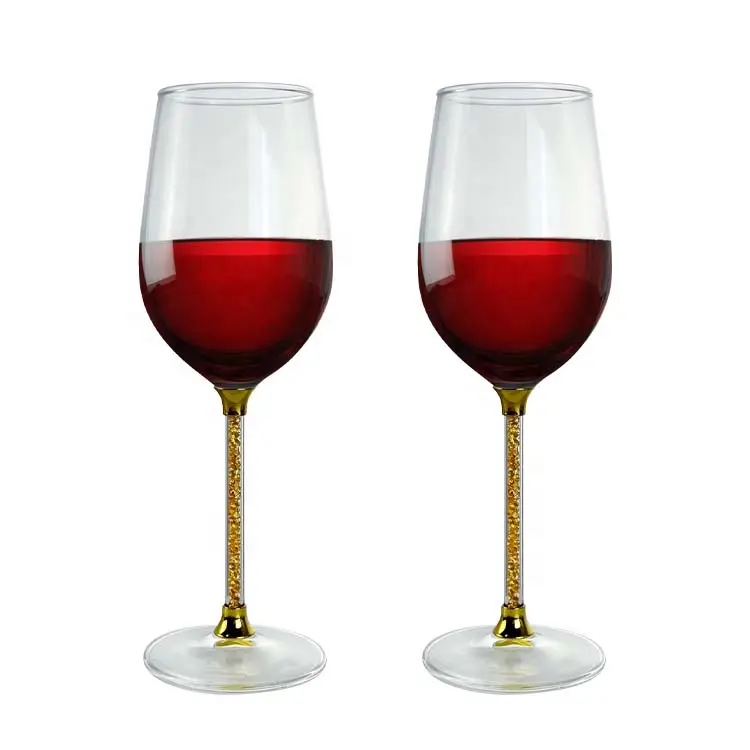 280ml Custom Logo Gold Diamond Goblet Vidros De Vinho Cálice De Vinho Tinto Taças De Vinho