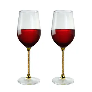 280ml özel Logo altın elmas kadeh şarap bardakları kırmızı şarap kadehi kadeh şarap bardakları