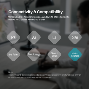 Huion Inspiroy KeyDail KD200 9x6 pollici penna digitale interattiva senza fili <span class=keywords><strong>disegno</strong></span> grafico tablet con tastiera - Product Image 6