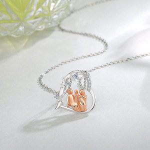 Merryshine Zirconia 925 Corazón de plata esterlina <span class=keywords><strong>familia</strong></span> te amo madre bebé mamá Collar para mujer - Product Image 3