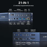 Station d'accueil Thunderbolt 4 40 Gbps 8K 60 Hz Double 4K 60 Hz Ethernet 2.5G 240W PD USB 3.2 Gen 2 SD TF pour MacBook Windows