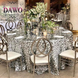 Precios de alquiler, marco de acero inoxidable dorado, respaldo redondo, <span class=keywords><strong>silla</strong></span> de boda de cuero blanco - Product Image 5