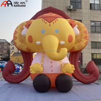 Modèle géant gonflable d'éléphant Ganesha thaïlandais, énorme mascotte de dieu hindou pour la décoration de festivals religieux et d'événements en plein air