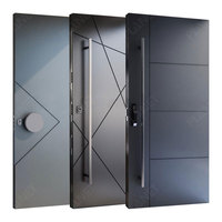 Porte pivotante de sécurité en métal mat géométrique minimaliste avec serrure intelligente à empreinte digitale intégrée
