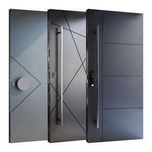 Minimalist Geometric Matte Metal Pivot Security <strong>Door</strong> with Integrated Fingerprint Smart Lock Pivot <strong>Door</strong> - Product Image 1